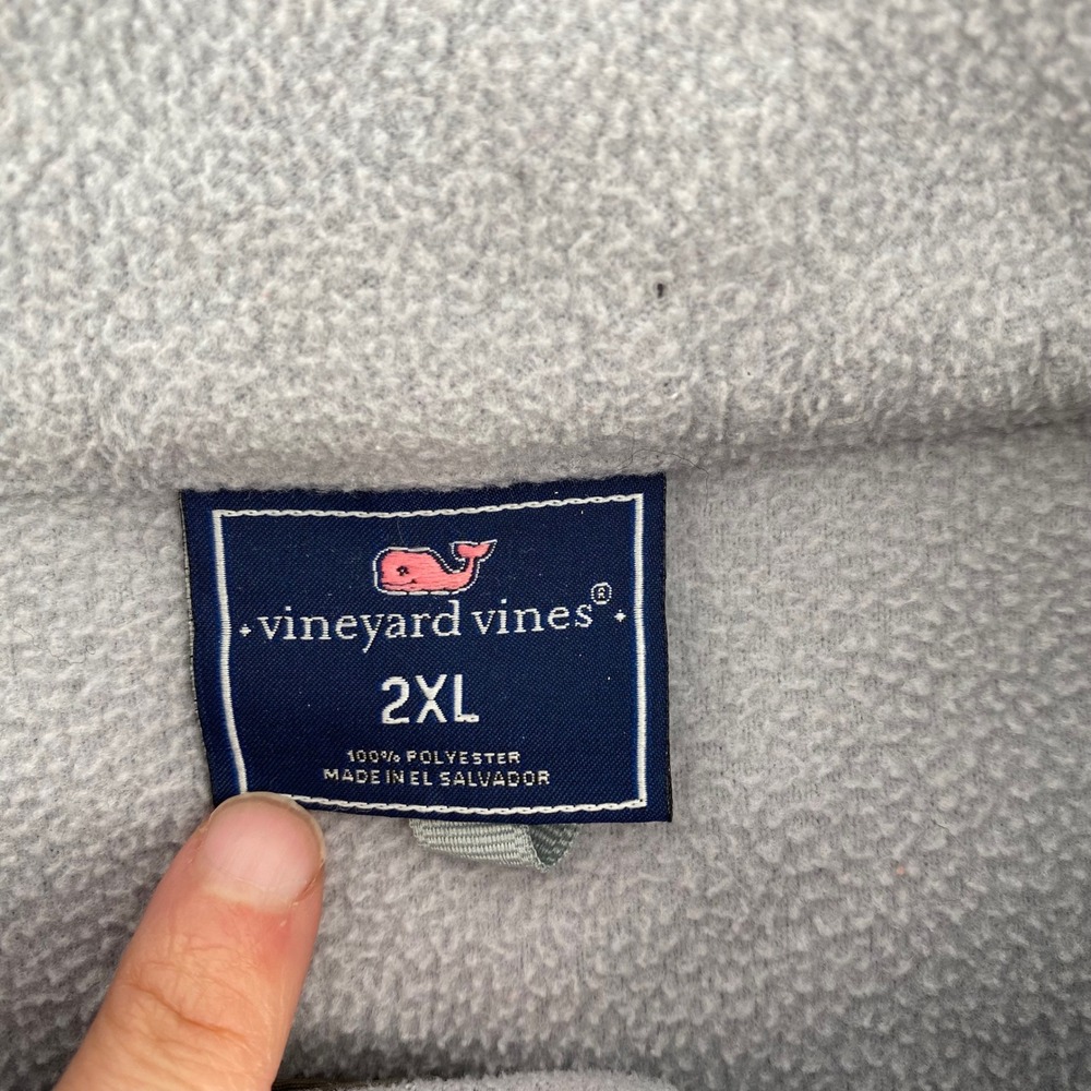 Vineyard Vines Quarter Zip Fleece Pullover Men's 2XL Gray Whale Logo Casual - Picture 4 of 7